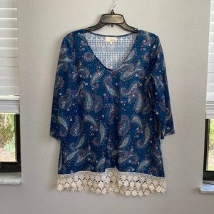 Pretty boho quarter sleeve top